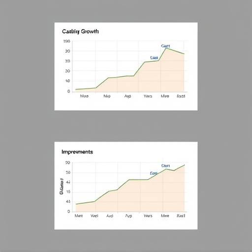 Grafici che mostrano una crescita costante e miglioramenti incrementali