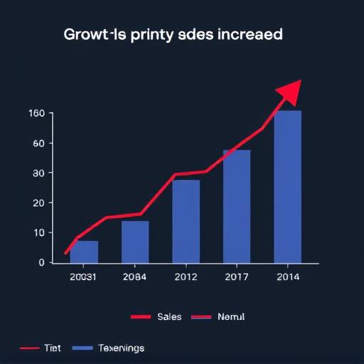 Un diagramma che mostra la crescita e l'aumento delle vendite